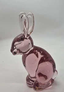 Vintage Lefton Pink Easter Bunny Rabbit Art Glass Figurine 5" - Picture 1 of 5
