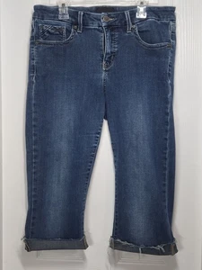 Schnalle schwarz Damen 29 Passform Nr. 76 Bootcut Mid Rise Stretch Blue Jeans Capri - Bild 1 von 10