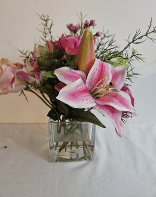 花瓣办公室景观直接丝绸花卉布置玻璃花瓶 12 H - 花瓶 4 — 第 1/4 张图片