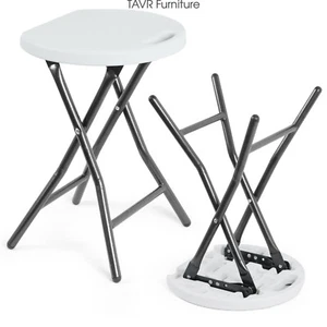 White Folding Stools Max 300lbs Capacity,Portable Set of 2 - Picture 1 of 8