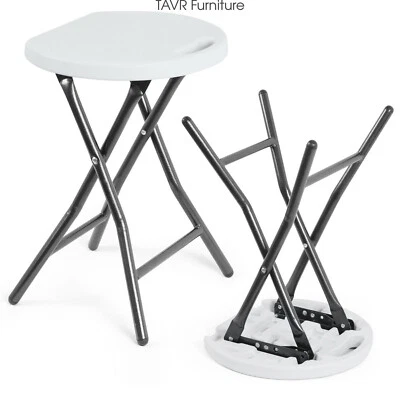 White Folding Stools Max 300lbs Capacity,Portable Set of 2 - Image 1 of 4