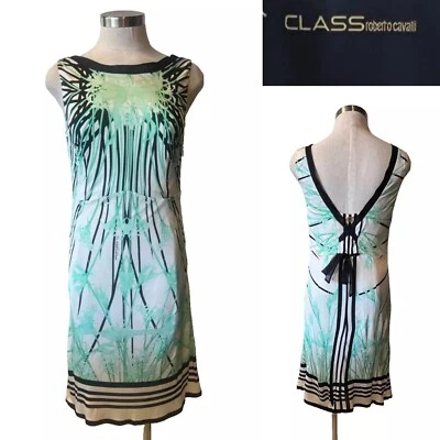 CAVALLI CLASS Italy Green/Black Viscose Lined Jersey Dress 10-12AUST/6-8US/44IT - Изображение 1 из 4