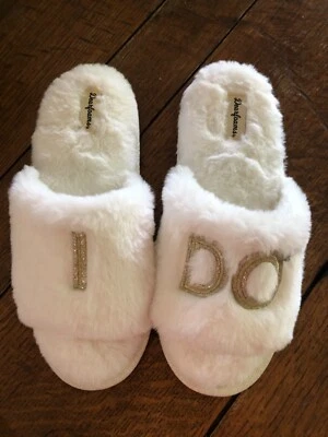 Dearfoams невесты тапочки я делаю искусственного меха свадьбы Matrimony обет женщин L 9-10 изящный! - Изображение 1 из 4