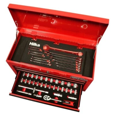 Hilka tool storage chest box with 47 pce eva socket spanner mechanics tool kit - Image 1 of 4