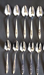 ONEIDA COMMUNITY MY ROSE Lot 10 Tea Spoons Small FLATWARE Silverware 6" - Picture 1 of 10