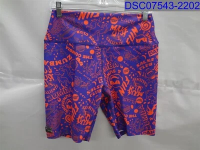Zumba Wear 女式大号紫色和橙色高腰骑行短裤 Z1000094 — 第 1/4 张图片