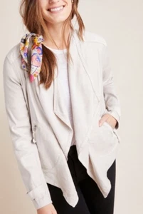 by Anthropologie Size Small Gulliver Draped Faux Suede Trim Jacket Sz S - Picture 1 of 11