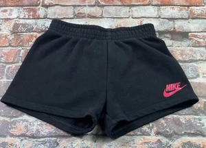 Nike Sweat Shorts Girls 6 M 5-6 Yrs Black Pull On Athletic Logo Casual Youth - Picture 1 of 12
