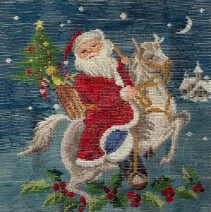 Needlepoint Tramme WEIHNACHTEN SANTA WEISSES PFERD Kissen/Kissen-Kit 14,5" qm - Bild 1 von 4