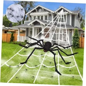 Halloween Spider Web Decorations Outdoor - 200" Triangular Spider Web 78" - Picture 1 of 8