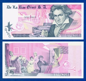 De La Rue Giori Varinota Beethoven Color Trial #9 - Specimen Test Note Unc - Bild 1 von 1