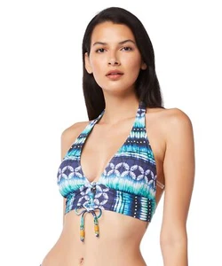 Bleu Rod Beattie Sun Sea and Sand Lace-Up Halter Bikini Top Navy 4 - Picture 1 of 2
