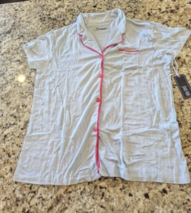 Joan Vass Womens Short Sleeve Pajama Set Button Up Shirt Shorts Grey size XL - Picture 1 of 12