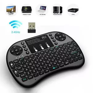 Rii i8+ Negro Mini Teclado Inalámbrico con RETROLUZ para Smart TV Android TV Box - Imagen 1 de 8