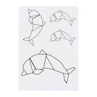 4 x 'Origami Dolphin' Temporary Tattoos (TO00041767)