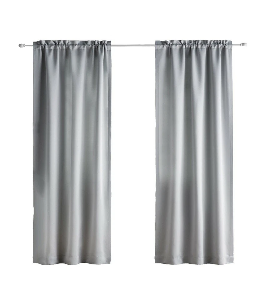 Eclipse Solid Thermapanel Room Darkening 2 Rod Pocket Panel. Grey 54x63in.    L8 - Image 1 of 3