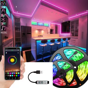Bluetooth APP Music USB LED Strip Light 5050 RGB Atmosphere TV PC Monitor Light - Picture 1 of 11