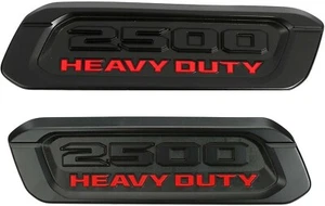 Pair 2500 Heavy Duty Emblems Left Right Side Fender 3D Badges Hood  Black Red - Picture 1 of 4