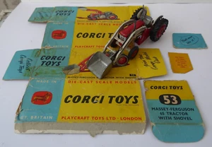 Corgi Toys 53 Massey-Ferguson 65 Farm Tractor with Shovel Original Boxed 1960s!! - Picture 1 of 8