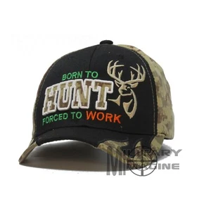 Born to Hunt Forced to Work Hat Black / Desert Digital Hunting Ball Cap - Picture 1 of 5