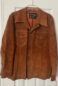 Vintage Sears The Leather Shop Mens Size 40 1970’s Reg Brown Jacket Suede - Picture 1 of 5