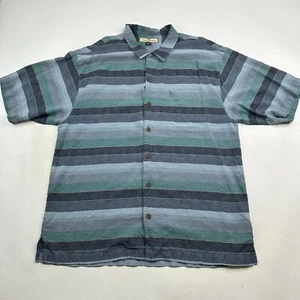Tommy Bahama Men’s XL Blue Striped 100% Silk Hawaiian Shirt - Picture 1 of 7