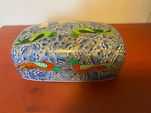 INDIAN KASHMIR PAINTED PAPIER MACHE TRINKET BOX BIRD DECORATION - Picture 1 of 7