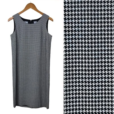 Vestido Vaina Liz Claibor Talla 4 Profesional Negro Blanco Cuadros Estrella Pata de Gallo  Foto 1 de 4