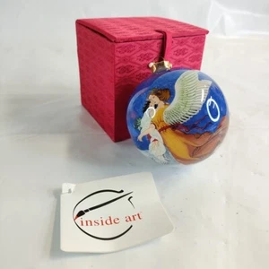 Figi Inside Art Glass Christmas Ornament Hand Painted Holy Family Tree Gift - Picture 1 of 10