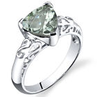 2.50 cts Trillion Cut Green Amethyst Ring Sterling Silver