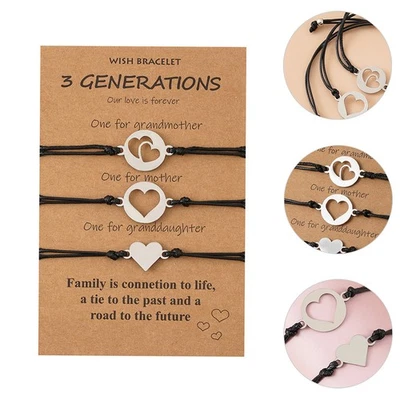  1 Set mutter kinder armband herz passender armreif geflochtene gewebe string - Bild 1 von 4