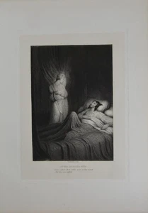 Antique John Milton Art Paradise Lost Deceased Wife Proof Engraving 1880 - Picture 1 of 8