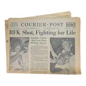 Courier Post July 5, 1968 RFK Robert F. Kennedy Shot Newspaper - Picture 1 of 3