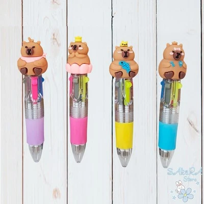 NUEVO CON ETIQUETAS BOLÍGRAFO CAPIBARA LINDO KAWAII MULTICOLOR ESCUELA OFICINA Foto 1 de 4