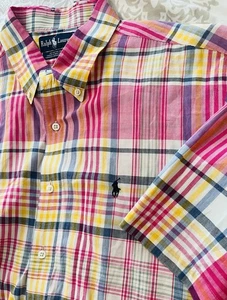 VTG Ralph Lauren Shirt Mens XXL Red Blue Madras Plaid Button Down Hand Woven - Picture 1 of 8