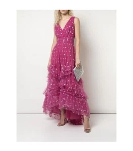 Excellent conditions Marchesa Notte sequin dot tulle ruffle dress size US 4 Pink - Picture 1 of 10