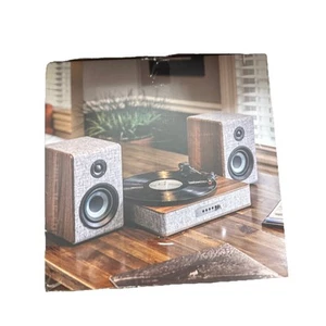 Crosley Aria Shelf System CR7020A-GY With 3 Speed Turntable + Built-in Bluetooth - Picture 1 of 3