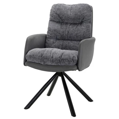 Armlehnenstuhl - grau - Webstoff - drehbar Esszimmerstuhl Küchenstuhl - Bild 1 von 4