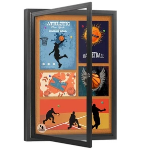Enclosed Bulletin Board,Outdoor Weatherproof Cork Noticeboard with Locking Do... - Picture 1 of 9