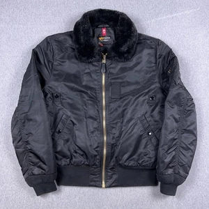 Alpha Industries Jacket Mens Large Slim Fit B-15 Flyer Bomber Faux Fur Collar - Picture 1 of 12