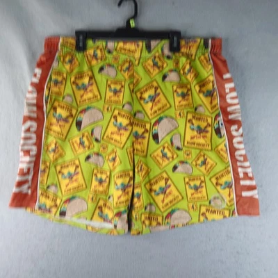 Flow Society Shorts Mens Large Green Wanted Taco Lacrosse Graphic Drawstring Fun - Image 1 of 4