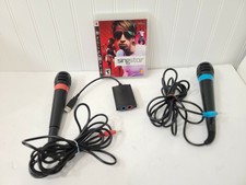 Singstar Microphone PS2 PS3 PS4 w/USB Converter Dongle Red Blue 2 mics + GAME