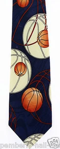 Herren Basketball Krawatte Trainer Geschenk Ballkorb Netz Team Sport Fan blau Krawatte - Bild 1 von 2
