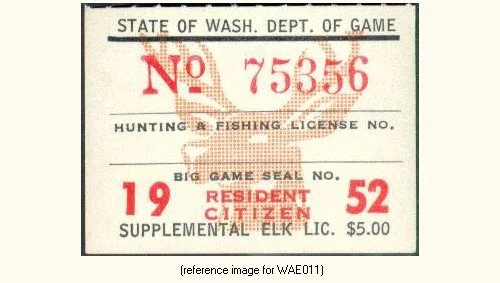 D2K Washington Elk 1952 $5.00 - Image 1 of 1