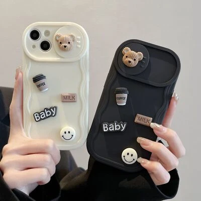 Case For iPhone 16 Pro Max 15 14 13 12 Mini 11 XR XS 8 Cute 3D Bear Phone Cover - Image 1 of 4
