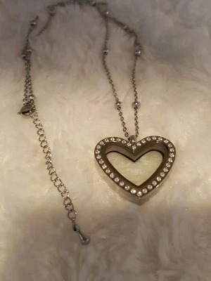 Living memory locket heart CZ 不锈钢珠宝银球猫头鹰链 Gbag — 第 1/4 张图片