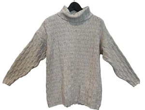 Woolrich Vintage Rugged Cable Knit Sweater Cream 100% Cotton Women's Large - Picture 1 of 3