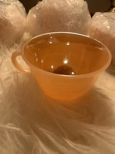 Vintage AH Fire King Pfirsich Glanzware 3 Band Muster Tasse - 4er Set - Bild 1 von 7