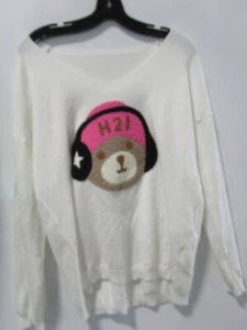 Miss Mya Made in Italy Sweater with H21 Bear with Head Phones White Size Medium - Picture 1 of 3