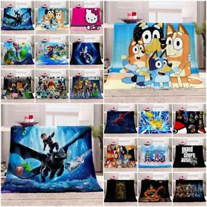 Kids Characters Flannel Blanket Warm Kids Napping Sofa Throw Over Blanket Gift - Picture 1 of 41